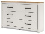 Linnocreek - White   Warm Brown - Six Drawer Dresser Online Hot Sale