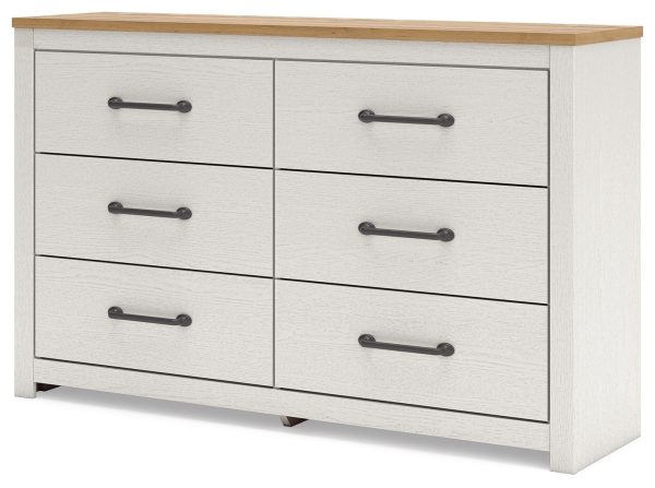 Linnocreek - White   Warm Brown - Six Drawer Dresser Online Hot Sale