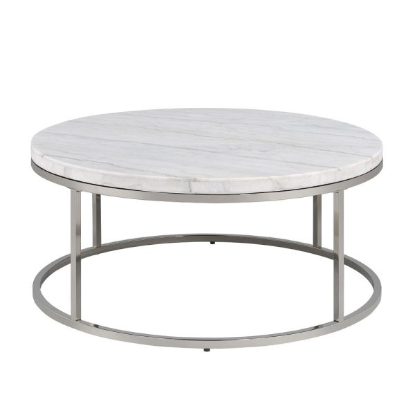 Zaidee - Coffee Table With Marble - Nickel Cheap