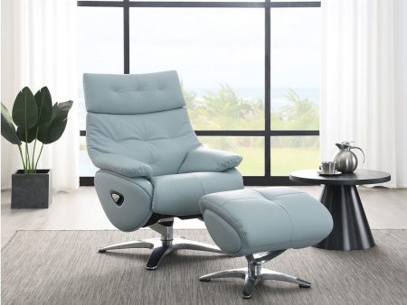 Janella - Motion Accent Chair With Swivel & Ottoman - Babyblue Supply