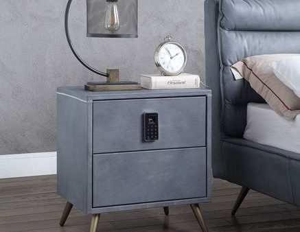 Doris - Nightstand - Gray Top Grain Leather Discount