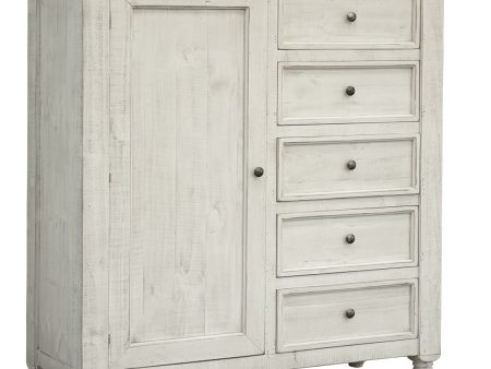 Stone - Chest With 5 Drawer   1 Door - Antiqued Ivory   Weathered Gray For Cheap