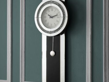 Noralie - Wall Clock - Black, Mirrored & Faux Diamonds Supply