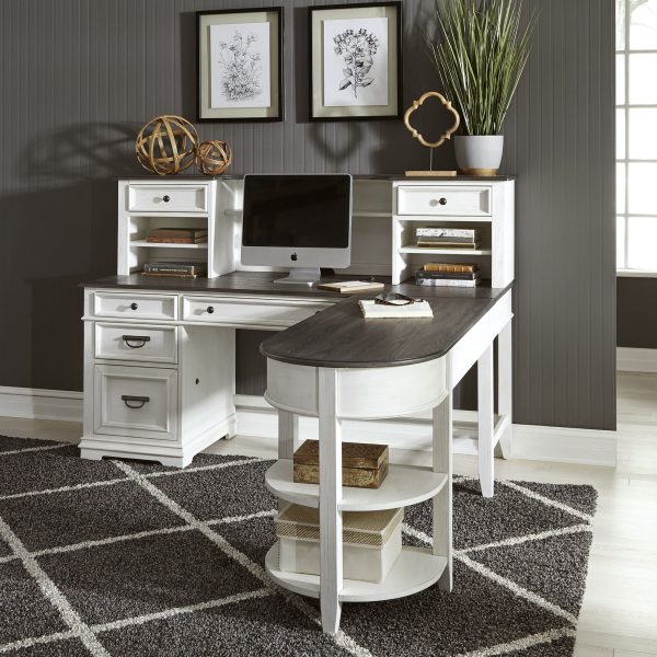 Allyson Park - L Shaped Desk Set With Hutch - White For Discount