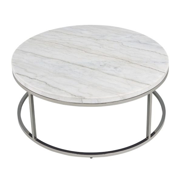 Zaidee - Coffee Table With Marble - Nickel Cheap