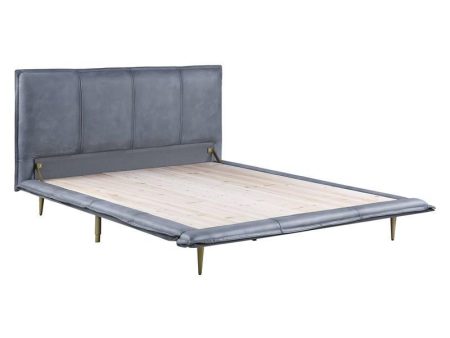 Metis - Eastern King Bed - Gray Top Grain Leather Online Sale