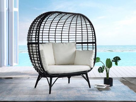 Penelope - Patio Lounge Chair - Cream Fabric & Black Finish Online Hot Sale