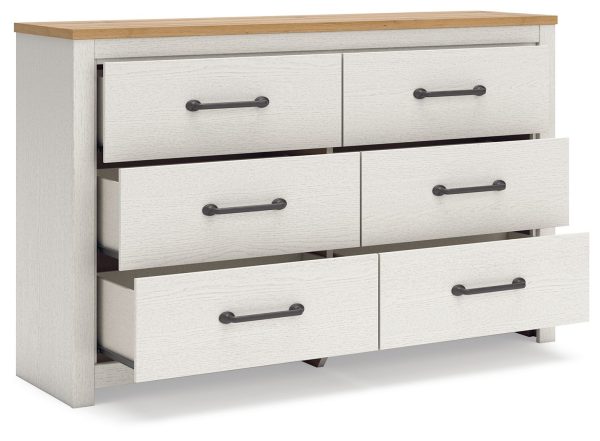 Linnocreek - White   Warm Brown - Six Drawer Dresser Online Hot Sale