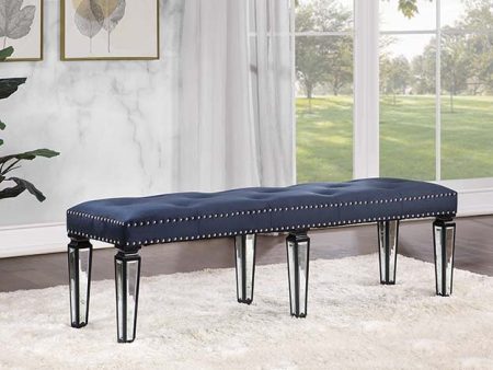 Varian II - Bench - Black Velvet & Black & Sliver Finish For Discount