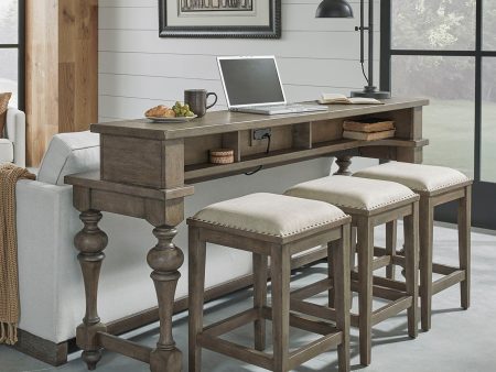 Americana Farmhouse - 4 Piece Console Set (Console 3 Stools) - Light Brown Sale