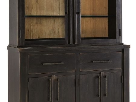 Galliden - Black   Brown - Dining Buffet And Hutch Supply