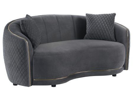 Brookside - Velvet Upholstered Curved Loveseat - Dark Gray Sale