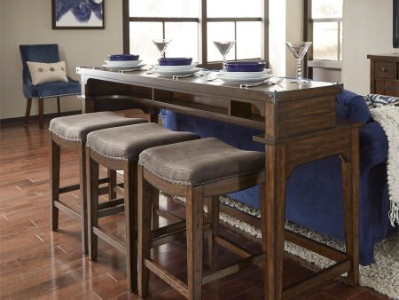 Aspen Skies - 4 Piece Console Set (1 Console 3 Stools) - Dark Brown For Cheap