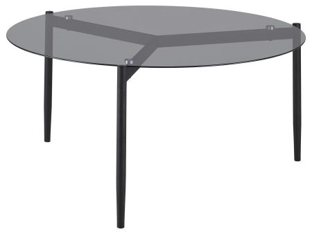 Rosalie - Round Smoked Glass Top Coffee Table - Sandy Black For Sale