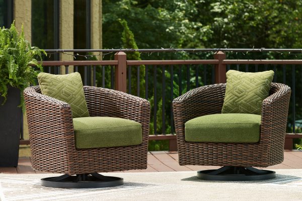 Horizon Hall - Brown   Green - Swivel Lounge With Cushion Online now