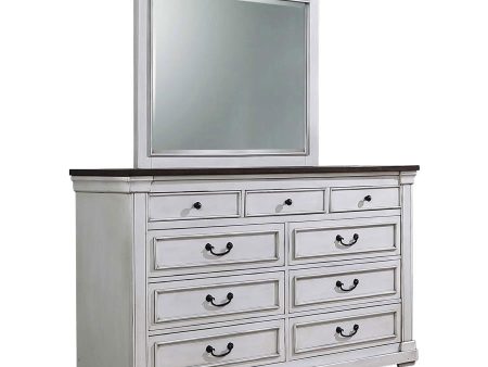 Hillcrest - 9-Drawer Dresser With Mirror - Distressed White Hot on Sale