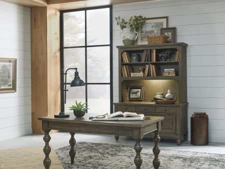 Americana Farmhouse - 3 Piece Home Office Set (Desk & Hutch) - Light Brown For Cheap