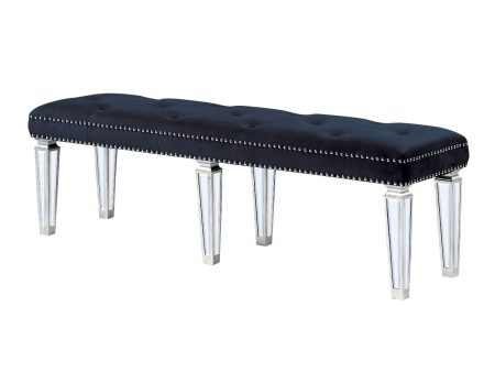 Acme - Bench - Black Velvet & Mirrored Online now