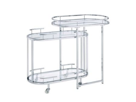 Piffo - Serving Cart - Clear Glass & Chrome Finish For Discount