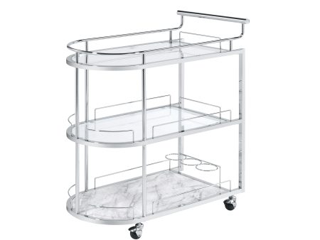 Inyo - Serving Cart - Clear Glass & Chrome Finish Cheap