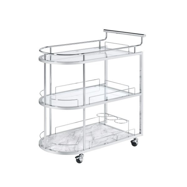 Inyo - Serving Cart - Clear Glass & Chrome Finish Cheap