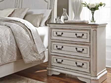 Magnolia Manor - 3 Drawer Bedside Chest With Charging Station - White For Cheap