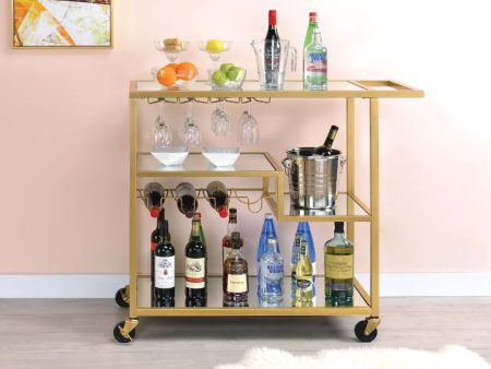 Adamsen - Serving Cart - Champagne & Mirror Online now