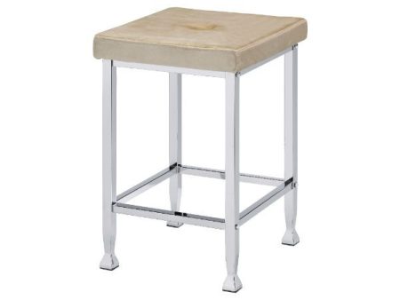 Raine - Stool (Set of 2) - Beige Velvet & Chrome Finish Cheap