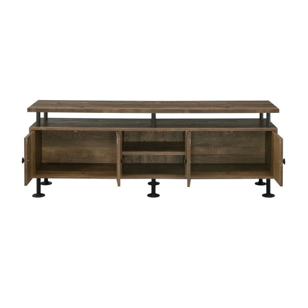 Ensata II - TV Stand - Rustic Oak & Black Finish Online Hot Sale