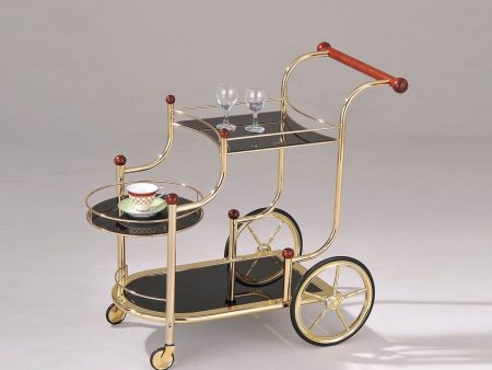 Lacy - Serving Cart - Gold Plated & Black Glass Online Hot Sale