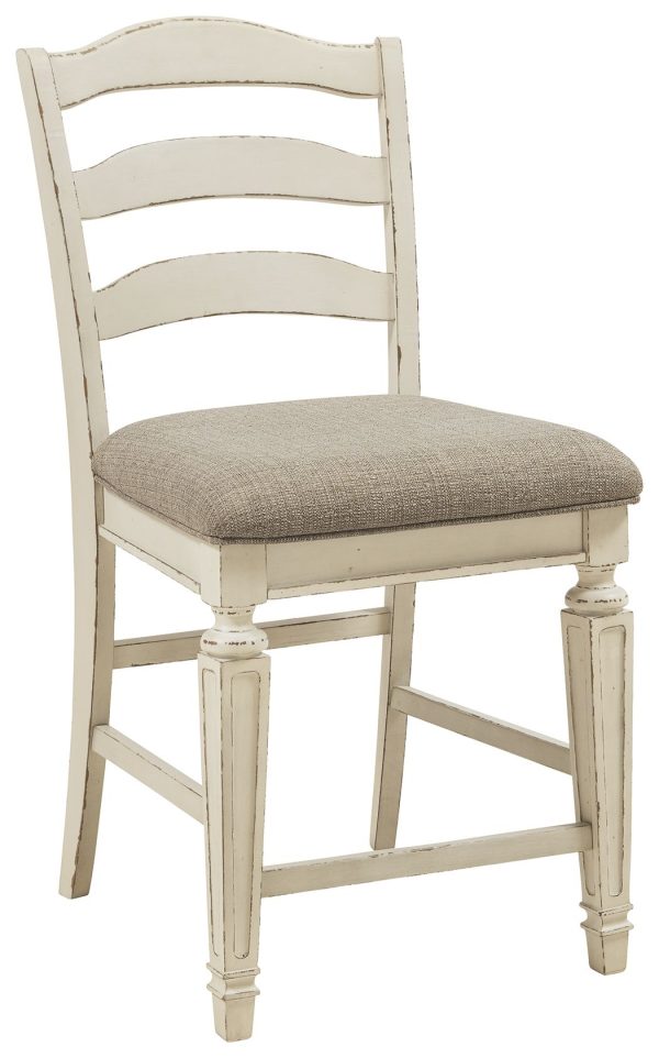 Realyn - Chipped White - Upholstered Barstool (Set of 2) Online Sale