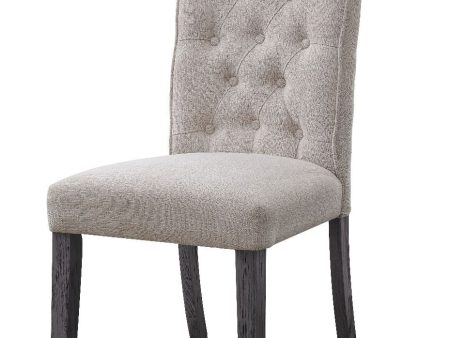 Yabeina - Side Chair (Set of 2) - Beige Linen & Gray Finish on Sale