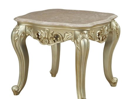 Gorsedd - End Table - Marble & Antique White Fashion