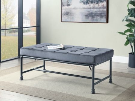 Brantley - Bench - Gray Velvet & Sandy Gray Finish on Sale