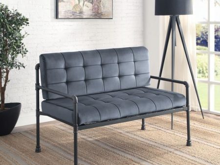 Brantley - Loveseat - Gray Velvet & Sandy Gray Finish For Sale