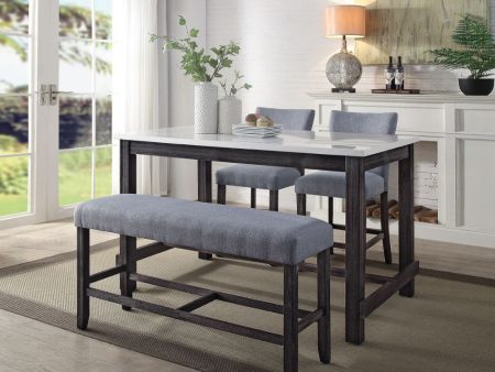 Yelena - Counter Height Table - Marble & Weathered Espresso For Discount