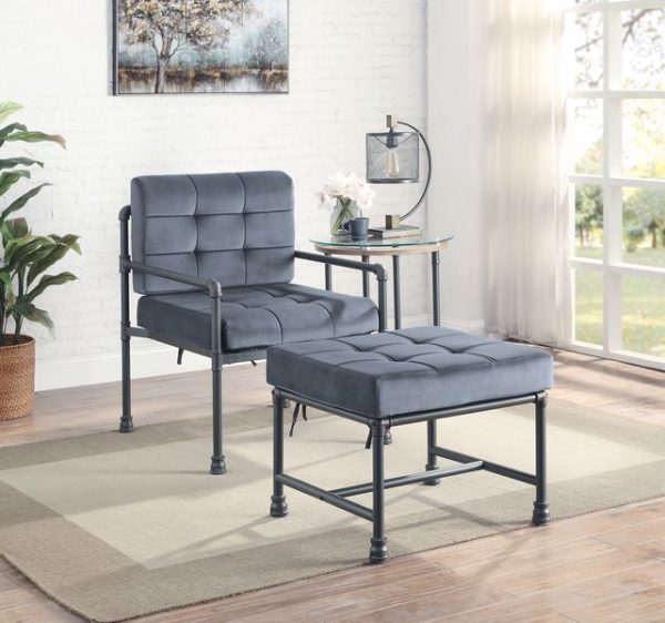 Brantley - Chair - Gray Velvet & Sandy Gray Finish Supply