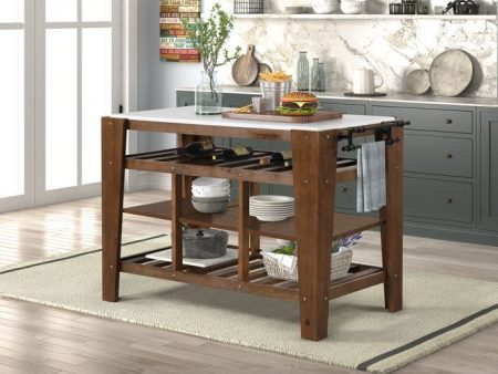 Alaroa - Kitchen Island - Marble & Rustic Brown Finish on Sale