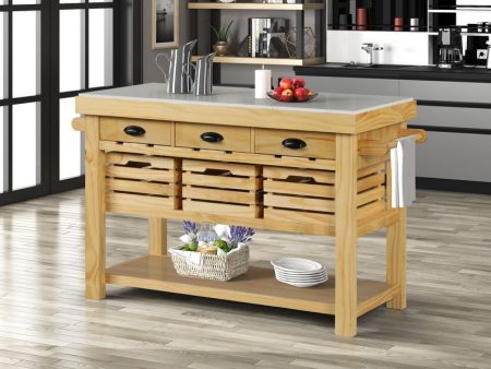 Grovaam - Kitchen Island - Marble & Natural Finish Supply