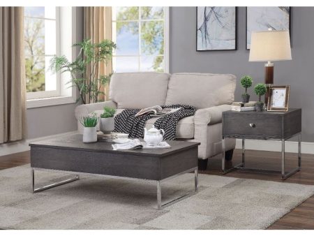 Iban - Coffee Table - Gray Oak & Chrome on Sale