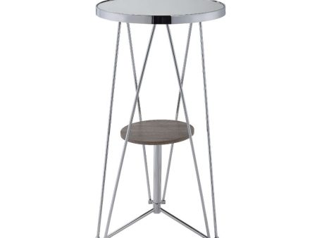 Jarvis - Bar Table - Mirror, Gray Oak & Chrome on Sale