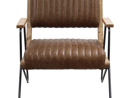 Eacnlz - Accent Chair - Cocoa Top Grain Leather & Matt Iron Finish Supply