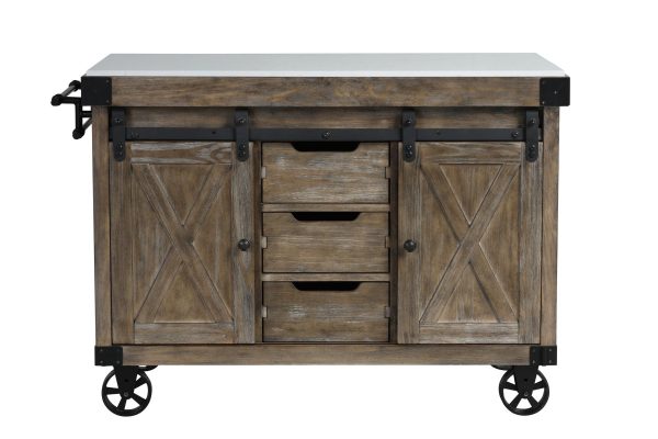 Alforvott - Serving Cart - Marble & Weathered Gray Finish Online Sale