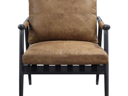 Anzan - Accent Chair - Berham Chestnut Top Grain Leather & Matt Iron Finish Hot on Sale