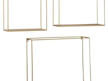 Efharis - Natural   Gold Finish - Wall Shelf Set (Set of 3) Sale