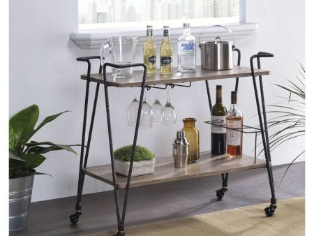 Paulsen - Serving Cart - Rustic Oak & Dark Bronze Online Hot Sale