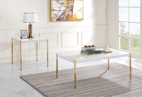 Otrac - Coffee Table - White & Gold Finish Fashion