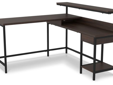 Camiburg - Warm Brown - L-Desk with Storage Online Hot Sale