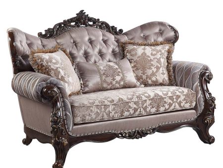 Benbek - Loveseat - Fabric & Antique Oak Finish on Sale