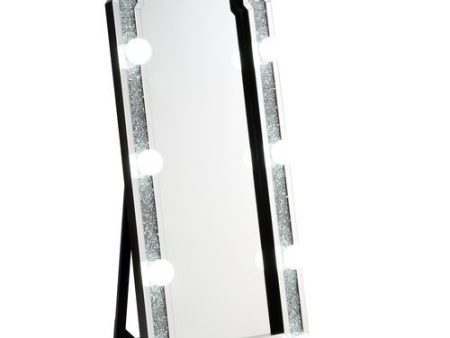 Noralie - Accent Floor Mirror - Mirrored & Faux Diamonds - Wood - 63  Sale